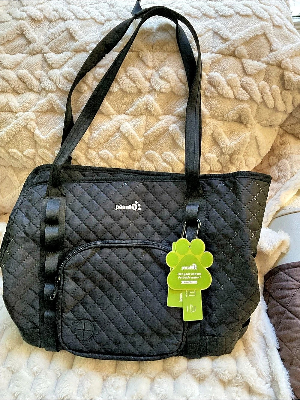 Pecute Dog Purse Carrier Quilted Tote in Black NWT